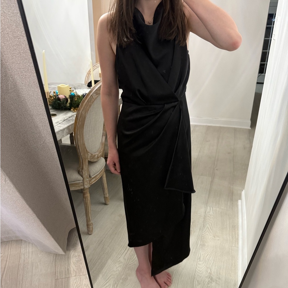 NYC Lena Crawl Neck Assymetrical Dress